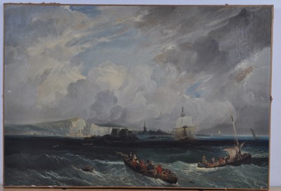 Lot 1331 - 19th century school - Boats in choppy seas off...