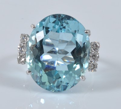 Lot 1164 - A white metal, aquamarine and diamond...
