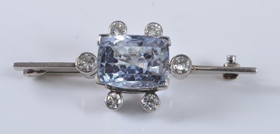 Lot 1154 - A white metal, synthetic spinel and diamond...