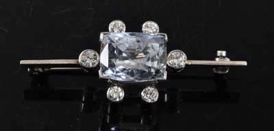 Lot 1154 - A white metal, synthetic spinel and diamond...