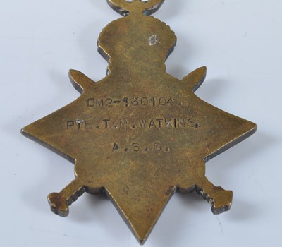 Lot 67 - A WW I 1914-15 Star and Victory pair, naming...