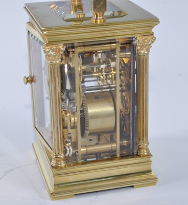 Lot 1373 - A circa 1900 lacquered brass carriage clock,...