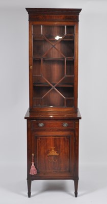 Lot 1394 - A Sheraton Revival mahogany and inlaid cabinet,...