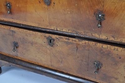 Lot 1410 - An early 18th century walnut and inlaid chest,...