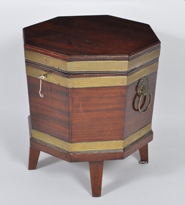 Lot 1419 - A Regency mahogany and brass bound wine cooler,...