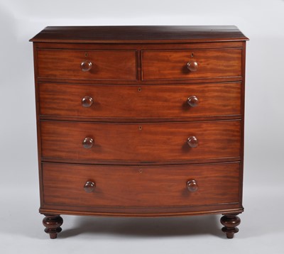 Lot 1431 - An early Victorian mahogany bowfront chest, of...