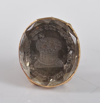 Lot 1211 - An early 19th Century yellow metal fob seal,...