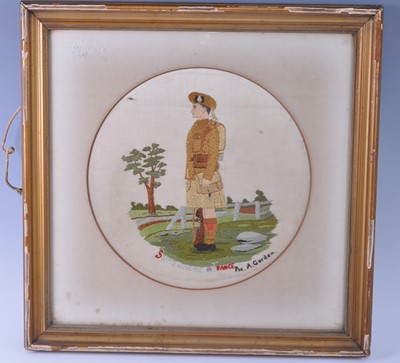 Lot 192 - A WW I period embroidered panel, worked as a...