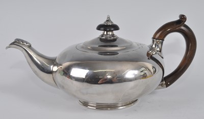 Lot 1077 - A William IV silver bachelors teapot, of plain...