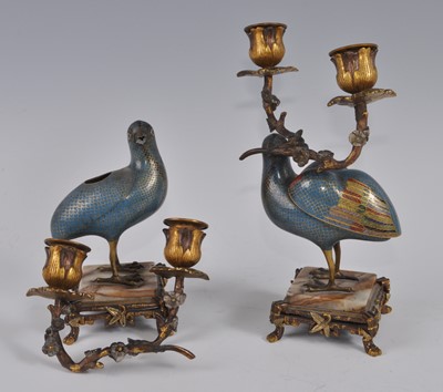 Lot 1281 - A pair of Chinese cloisonne enamel quail...