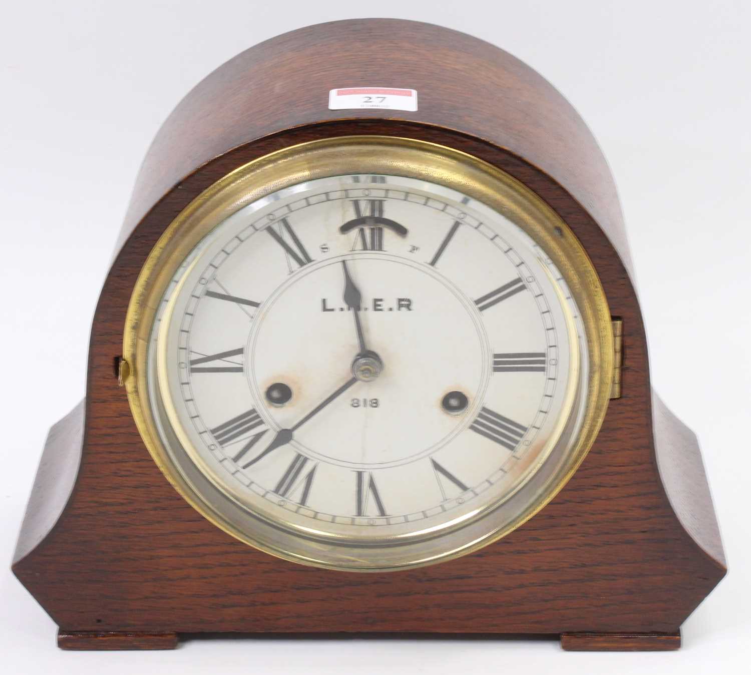 Lot 27 - A 6" dial mantel clock comprising of oak case...
