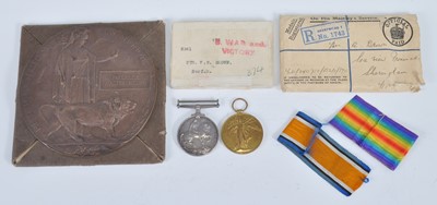 Lot 126 - A WW I Casualty group, to include a bronze...
