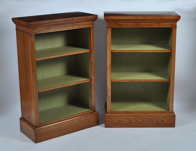 Lot 1444 - A pair of oak freestanding open bookshelves,...