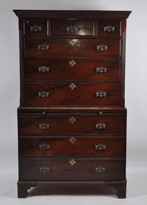 Lot 1447 - A George III mahogany chest-on-chest, the...