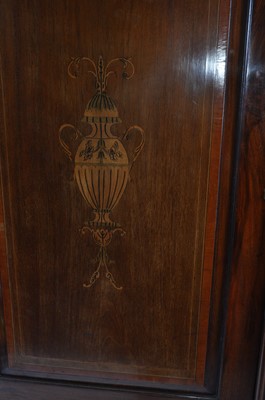 Lot 1448 - A George III mahogany and inlaid linenpress,...