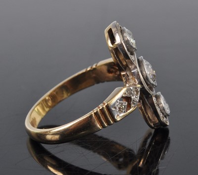 Lot 1186 - A yellow and white metal diamond lozenge...