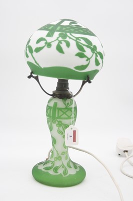 Lot 5 - A Gallé style cameo glass table lamp having an...