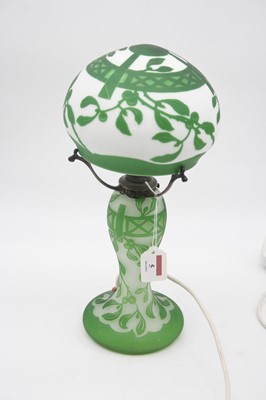 Lot 5 - A Gallé style cameo glass table lamp having an...
