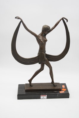 Lot 6 - An Art Deco style bronzed figure of a semi...