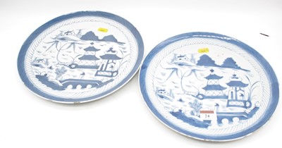Lot 24 - A pair of stoneware plates each of circular...