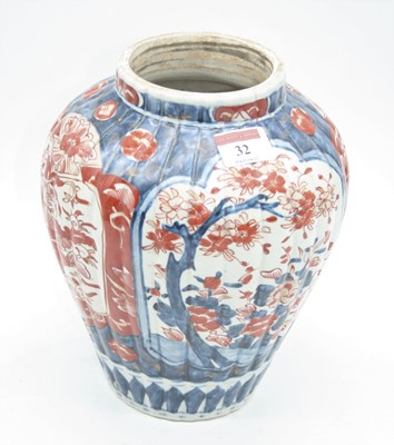 Lot 32 - A Japanese late Meiji period vase of fluted...