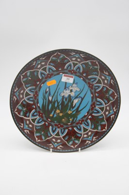 Lot 35 - A Japanese cloisonne enamelled plate, the...