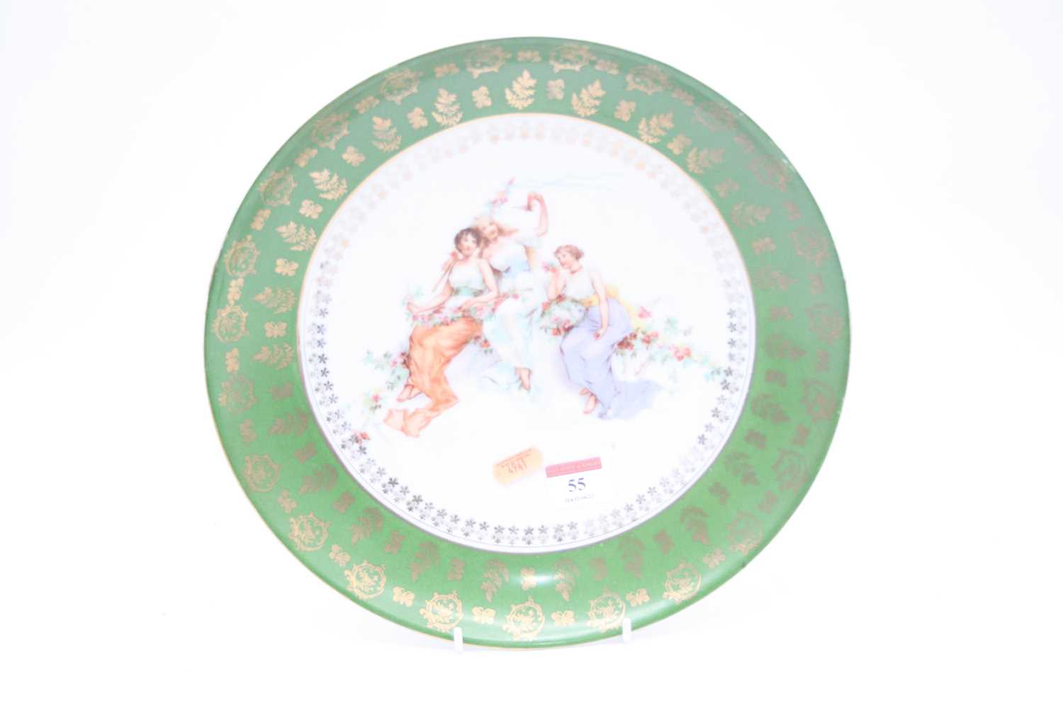 Lot 55 - A large Continental porcelain signed charger,...