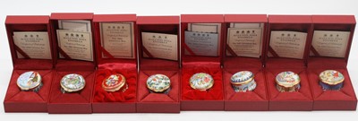 Lot 82 - A collection of eight Halcyon Days enamelled...