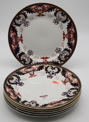 Lot 107 - A set of six 19th century Crown Derby plates...