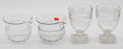 Lot 109 - A pair of 19th century glass rummers, etched...
