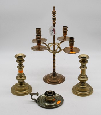 Lot 133 - A pair of 19th century turned brass...