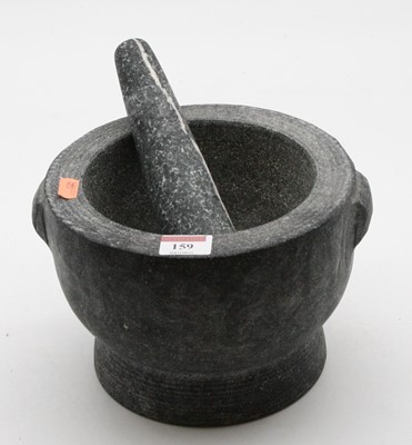 Lot 159 - A large granite pestle and mortar, h.15cm