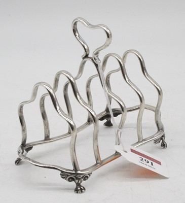 Lot 291 - A late Victorian silver toast-rack, having...