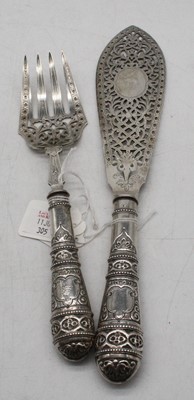 Lot 305 - A pair of late Victorian silver fish servers,...