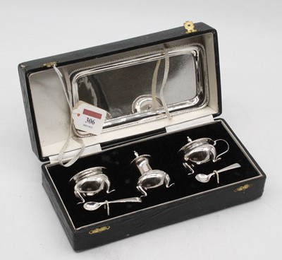 Lot 306 - A mid-20th century sterling silver three-piece...