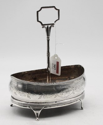 Lot 307 - A George III silver cruet stand, of squat oval...