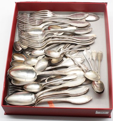 Lot 313 - A mid-20th century silver plated twelve-place...