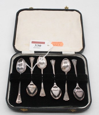 Lot 330 - A cased set of six late 20th century silver...