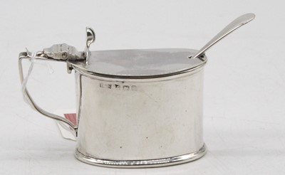 Lot 333 - An Edwardian silver mustard, of plain oval...