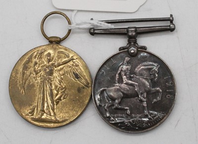 Lot 337 - A pair of WWI medals, being British War medal...