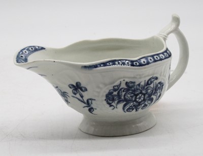 Lot 226 - An 18th century Worcester sauceboat of moulded...