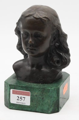 Lot 257 - A modern bronze head & shoulders portrait bust...