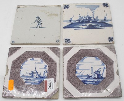 Lot 264 - A pair of 19th century Delft tiles each...