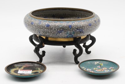 Lot 275 - A Japanese cloisonne bowl of squat circular...