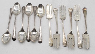 Lot 342 - A set of six George V silver pastry forks,...