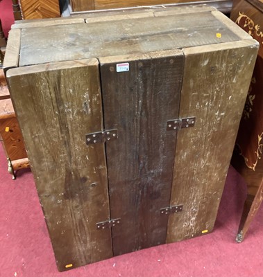 Lot 1146 - A planked pine table-top chest, having...