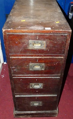 Lot 1150 - A mahogany and flush brass inset pedestal...