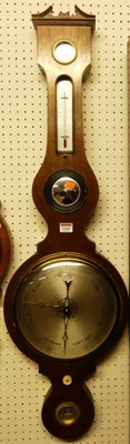 Lot 1164 - A reproduction mahogany four-dial wheel barometer