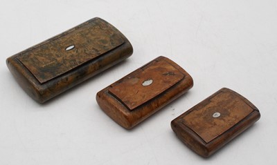 Lot 344 - A 19th century burr yew pocket snuff box, of...