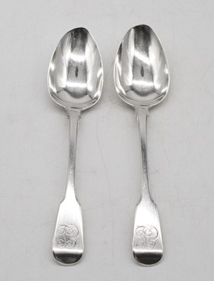 Lot 351 - A pair of 19th century silver serving spoons,...